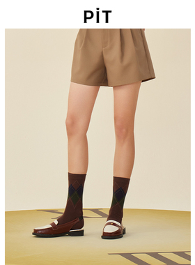 PIT复古垂坠感休闲西装短裤女2025春新款小个子显高显瘦阔腿裤子