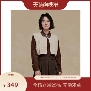 PIT复古两件套长袖衬衫女100%棉2025春季新款披肩百搭显瘦上衣