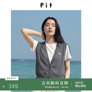 新款 拼接T恤上衣百搭 女2026春季 PIT圆领套头假两件毛针织衫