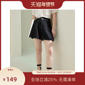 五分裤 PIT法式 休闲职业西装 裤 黑色收腰拉链A字短裤 女2025春新款