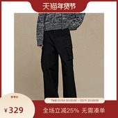 直筒休闲裤 女2025春季 新款 PIT黑色工装 百搭显瘦高腰款 日常通勤