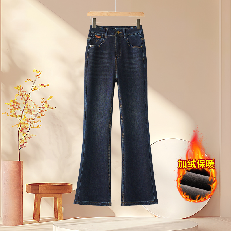 加绒牛仔裤女2025新款爆款喇叭裤