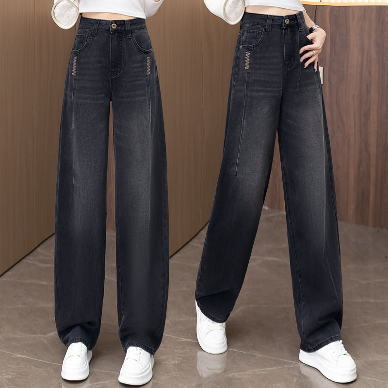 美式弯刀牛仔裤宽松阔腿裤女2025新款秋季高腰长裤显瘦窄版香蕉裤,女装/女士精品,牛仔裤,淘宝优惠券,粉丝福利购,淘宝优惠卷