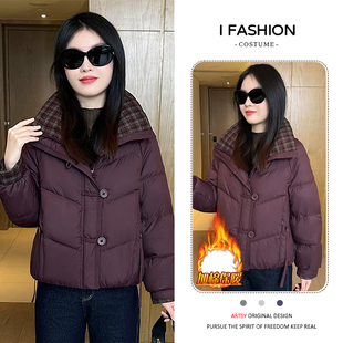 欧洲站2025冬季 高级感加绒加厚夹棉休闲棉服 洋气网红炸街外套女装