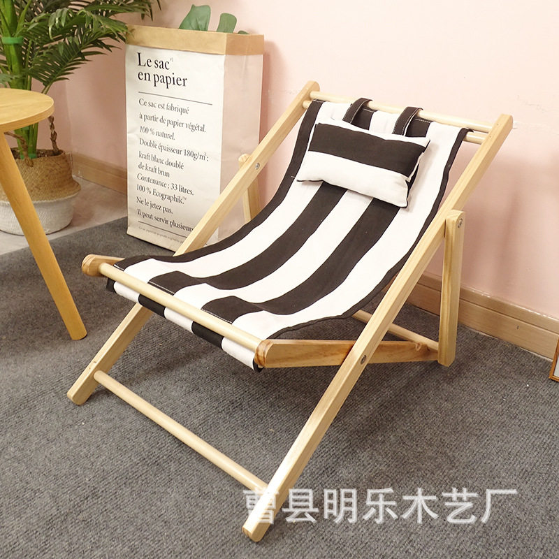 户外可折叠躺椅木质沙滩