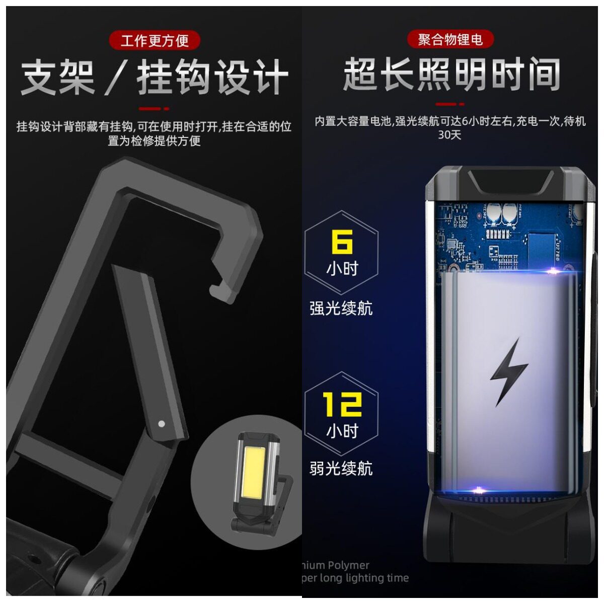 led工作灯强磁吸cob手电