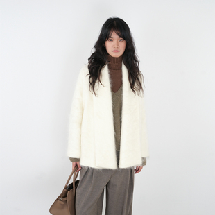 100山羊绒拉毛毛呢外套 加厚保暖大衣女短款长袖 XTJH线头计划