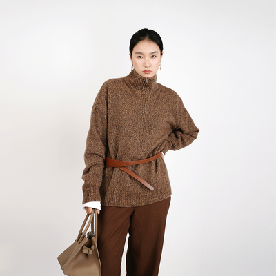 桑蚕丝山羊绒 花纱加厚拉链半开衫半高领男女同款 XTJH线头计划