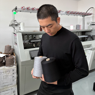 双纱加厚 可机洗 德国扬子纱精纺100羊毛 男中领打底衫 线头计划