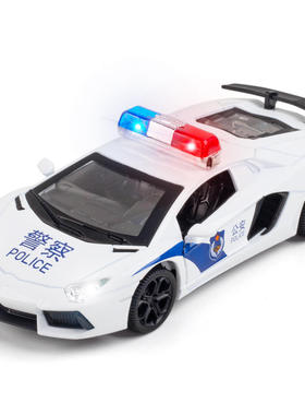 新款 盒装仿真1:32兰博LP740合金警车模型摆件儿童玩具车