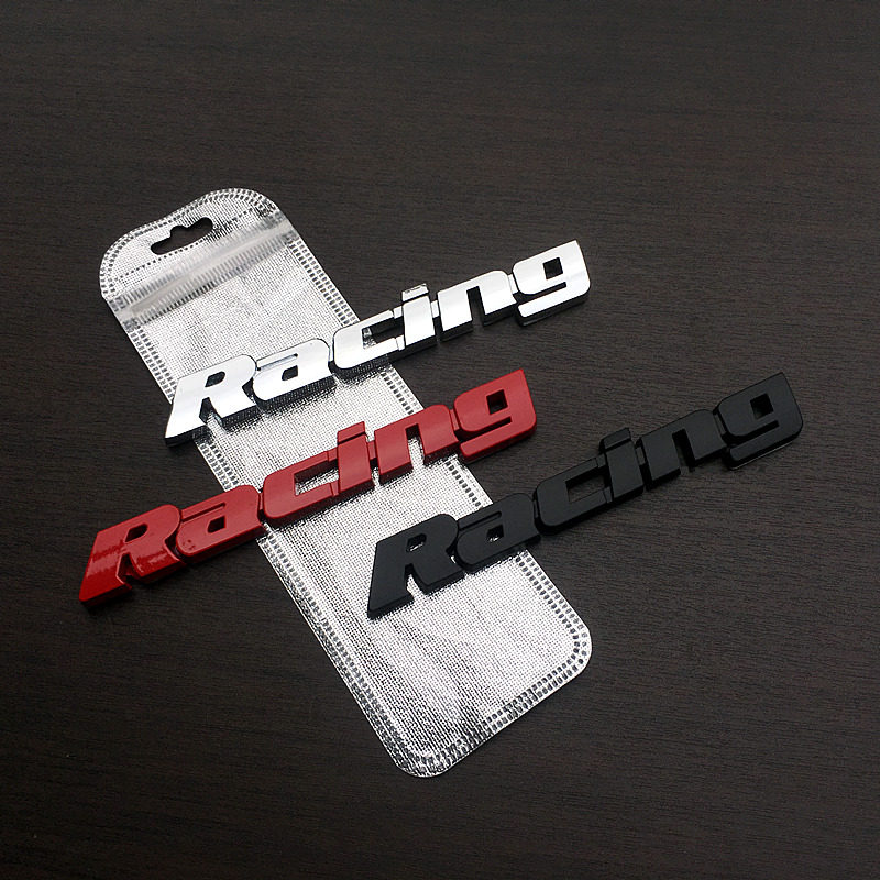 个性立体速度金属贴racing英文尾标叶子板侧标装饰贴竞速车身贴标