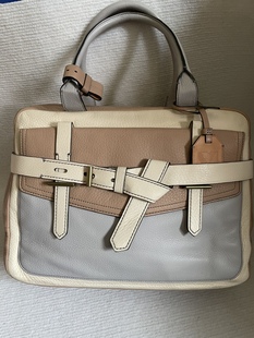 纯元 胎牛皮女士拼色手提女包