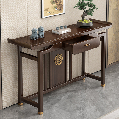 新中式玄关桌中式实木条几老榆木条案入户门供桌玄关台轻奢玄关柜