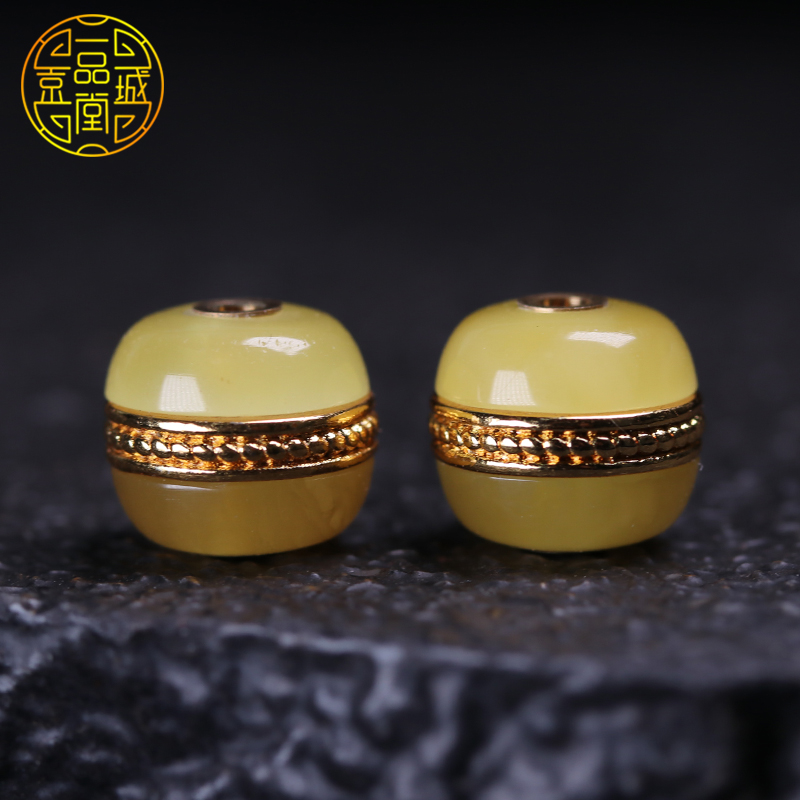 天然琥珀蜜蜡汉堡珠老型桶配珠文玩星月金刚菩提手串项链配件饰品