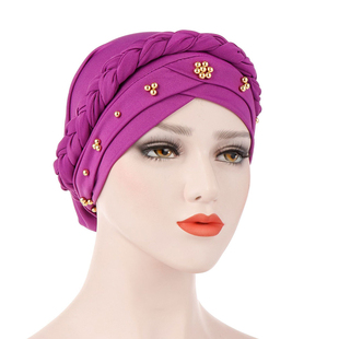 point scarf braid women 女士包头帽女钉珠头巾帽 cap fashion
