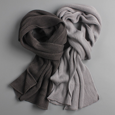 男围巾纯色 Scarf men warm winter solid color women couple