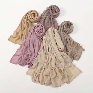 color pleated polyester breathable scarf elastic Solid