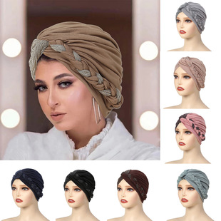Twist braid headscarf 多色拼幻灯丝扭扭辫子头巾帽欧美包头帽