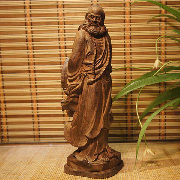 木雕摆件人像一苇渡江沉香木佛像