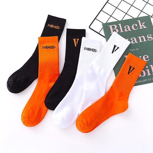 大V长袜男女中筒VLONE运动袜子