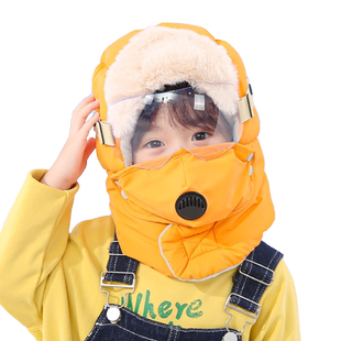 儿童雷锋帽女孩冬季挡风棉帽滑雪帽男童骑车户外保暖护耳防风帽子