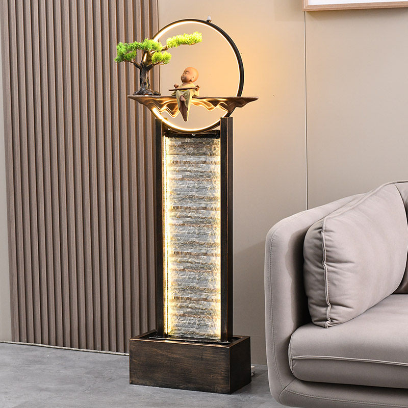 客厅摆件落地流水大型入户电视柜旁办公室水幕墙装饰乔迁新居礼i.