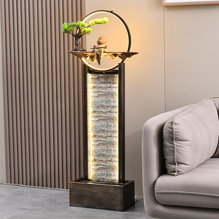 客厅摆件落地流水大型入户电视柜旁办公室水幕墙装饰乔迁新居礼i.