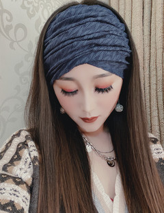 新款发饰百搭头巾帽柔软法式发带遮盖白发蕾丝抹额围脖围巾