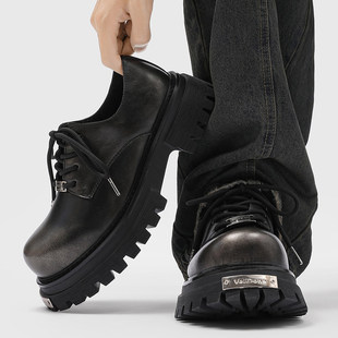 【原单货】王嘉尔同款德比鞋cleanfit男士皮鞋潮流厚底增高大头鞋