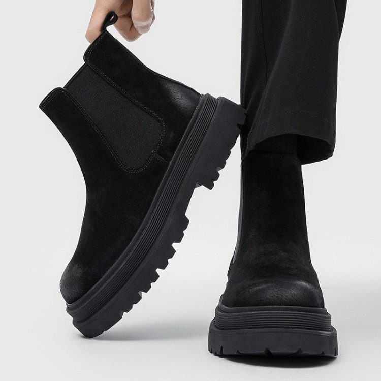 厚底切尔西靴男士冬季新款黑色小众复古风增高百搭休闲高帮靴潮,流行男鞋,切尔西靴,淘宝优惠券,粉丝福利购,淘宝优惠卷