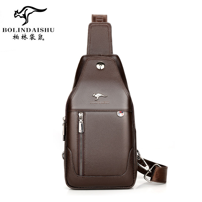 柏林袋鼠新款真皮胸包单肩斜挎包头层牛皮商务男挎包潮韩版腰包,箱包皮具/热销女包/男包,男士包袋,淘宝优惠券,粉丝福利购,淘宝优惠卷