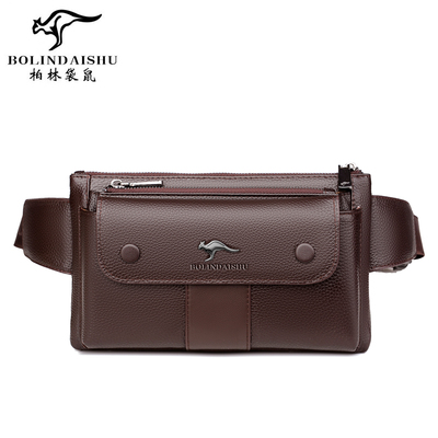 柏林袋鼠男土腰包纯牛皮潮轻便皮质软皮随身休闲头层牛皮韩版真皮
