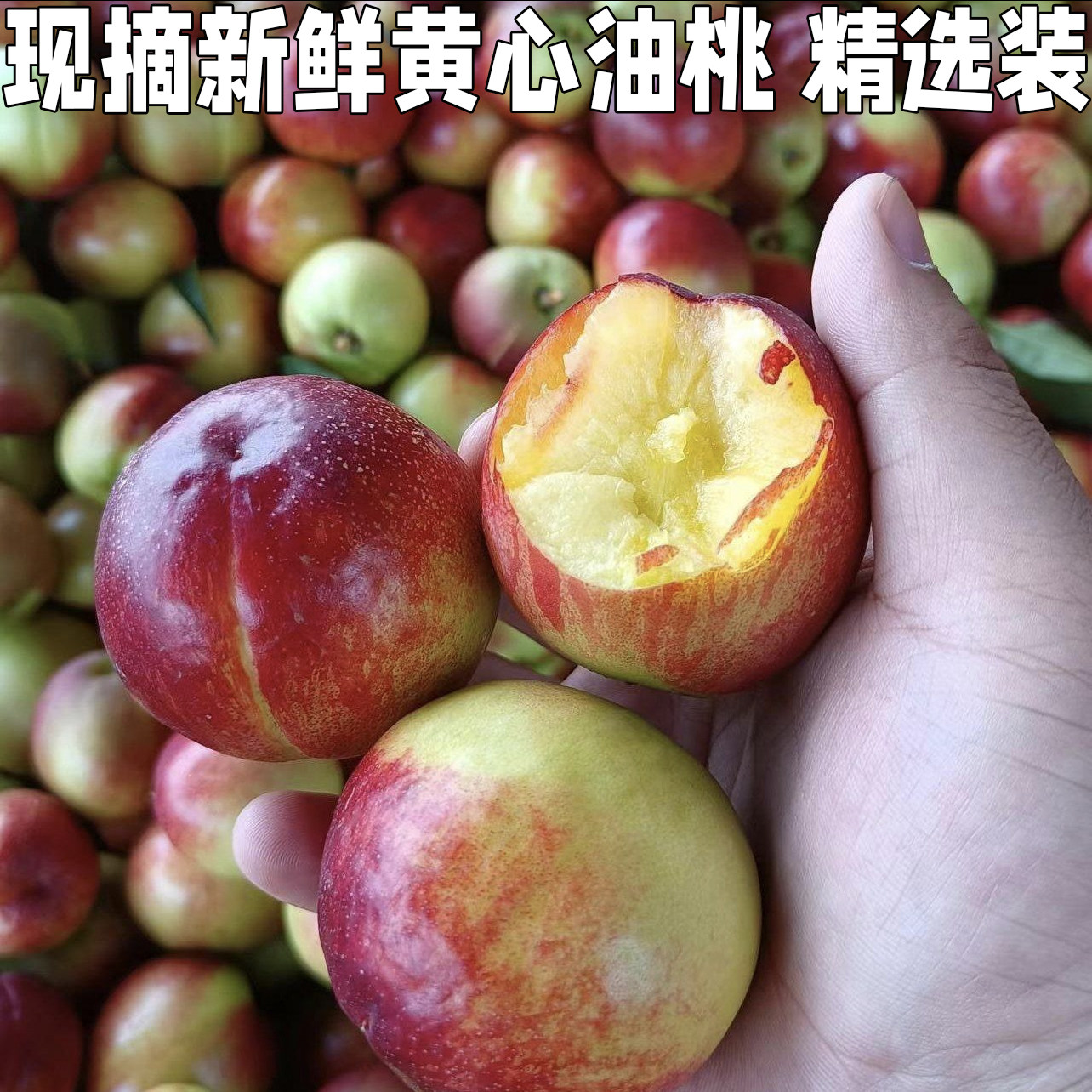 农村自种黄心油桃应季大桃