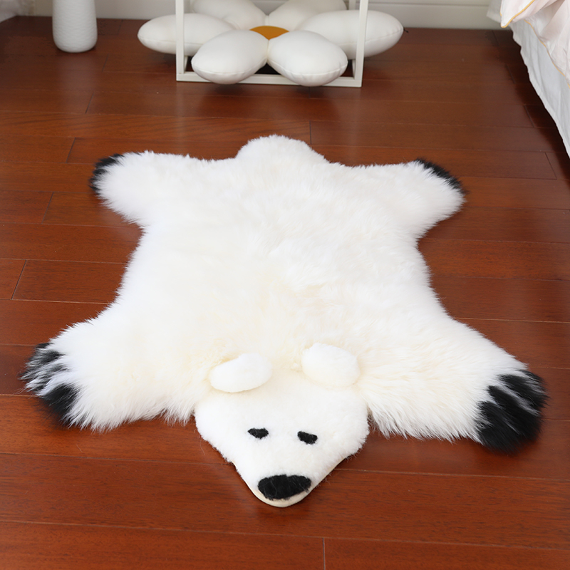 纯羊毛地毯可爱卡通动物形毛毛地垫儿童房男孩女孩房间装饰狐狸垫