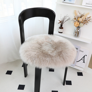 羊毛椅子垫圆形真毛坐垫单人沙发座位垫办公室真皮草学生凳子垫厚