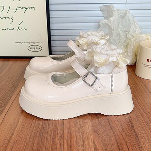 白色皮鞋厚底日系圆头洛丽塔jk制服配裙子单鞋女孩12岁女大童春夏