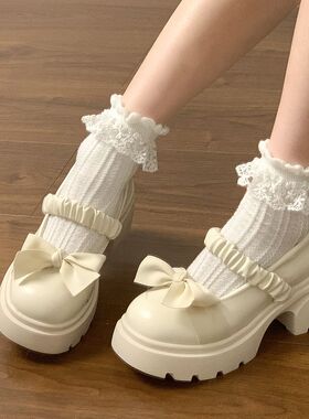 高跟鞋女中大学生增高配jk制服少女孩大童软妹单鞋白色百搭Lolita