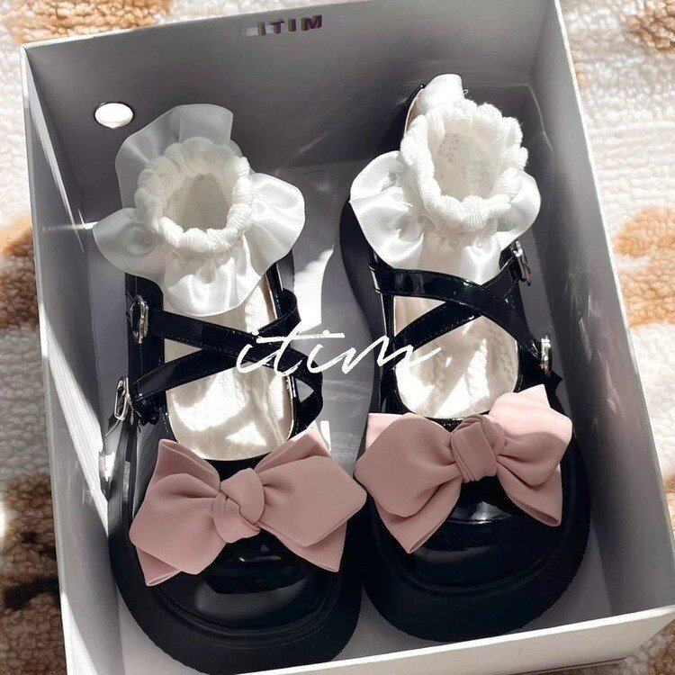 厚底儿童洛丽塔单鞋lo女童少女孩春秋黑色圆头日系jk小皮鞋配裙子图片