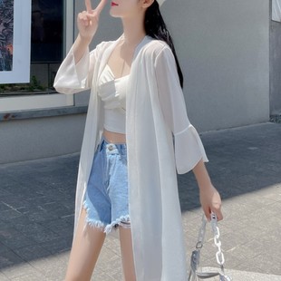 海南三亚防晒衣云南大理拍照搭配长款雪纺开衫海边度假沙滩外套女