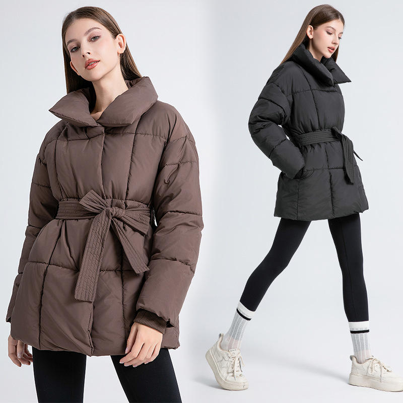 羽绒棉服女中长款2025冬季新款欧美风设计感棉袄学生棉衣外套