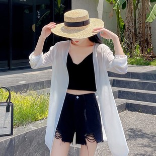 夏季外搭吊带配裙子雪纺中长款披肩外套女夏天百搭小坎肩薄款开衫