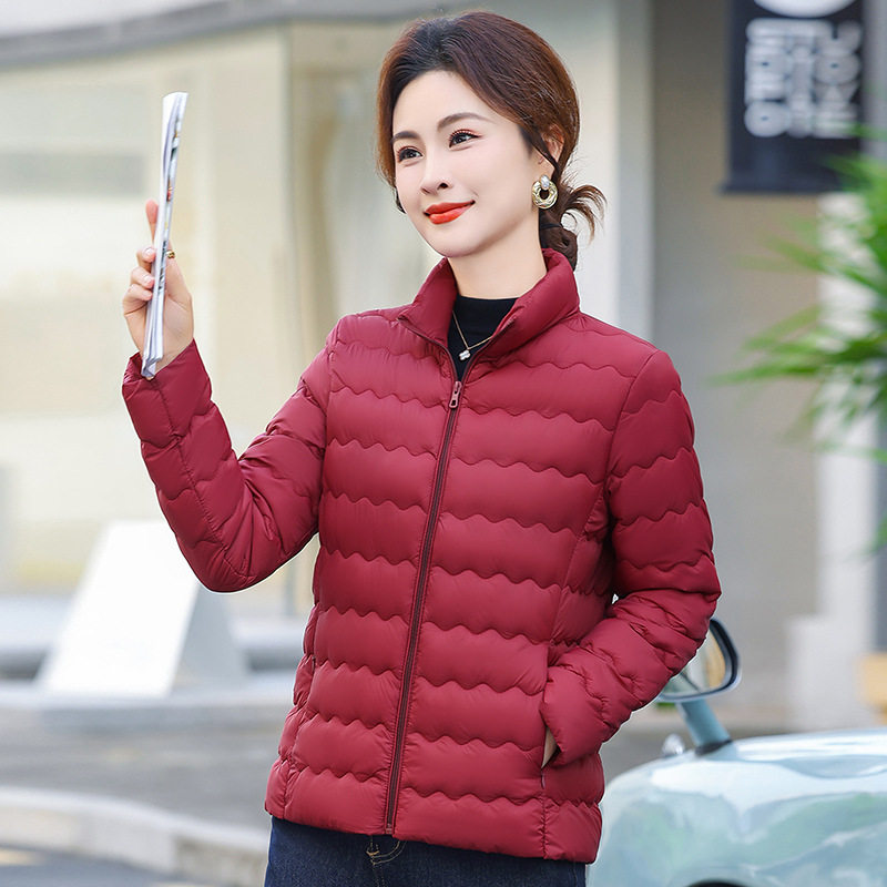 轻薄羽绒棉服短款外套女士秋冬2025新款时尚立领棉衣纯色小个子袄