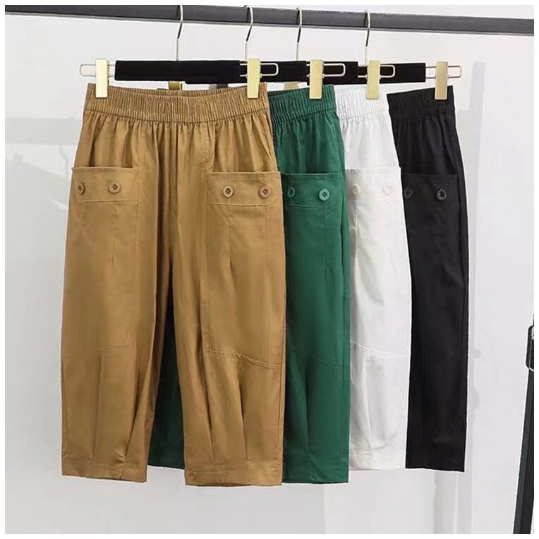 夏季新款冰棉哈伦裤气质透气薄款女士休闲高腰显瘦七分裤