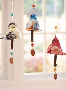 独立站新品鸟歌铃BIRD SONG BELL树脂工艺品风铃挂件庭院家居装饰