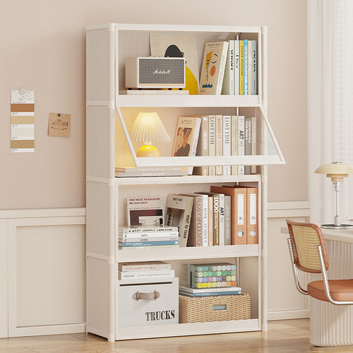 家用书架简易多层落地防尘款收纳柜学生宿舍置物书柜客厅收纳架子