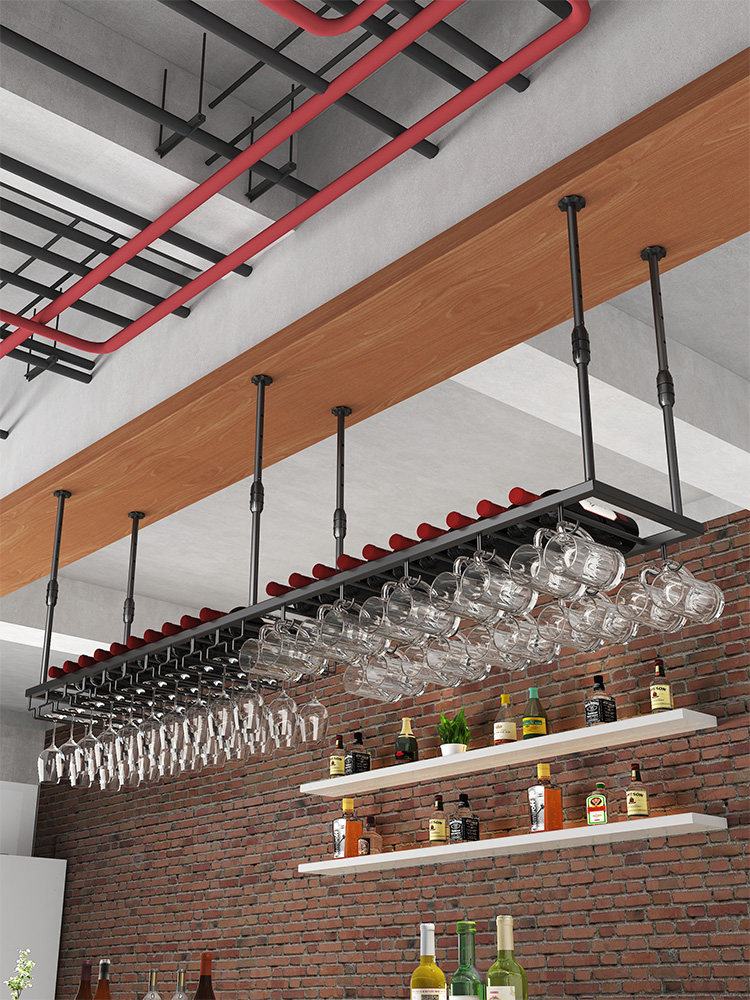 吧台红酒架子红酒杯架倒挂置物架收纳架高脚杯架子酒杯架悬挂摆件