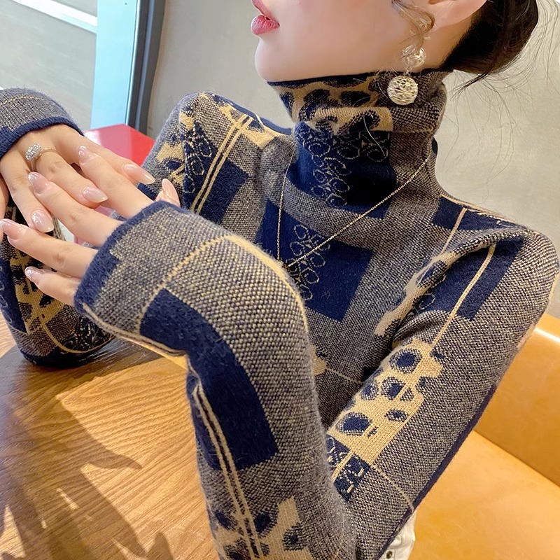 加厚修身德绒高领红色打底衫女