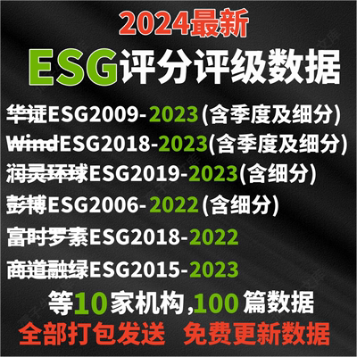 2023ESG评分评级数据行业细分年度季度数据环境社会责任公司治理