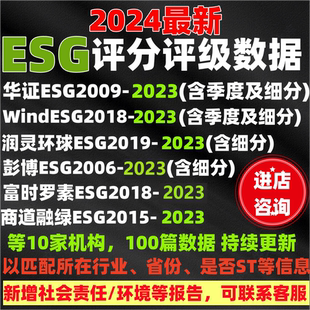 2023ESG评分评级数据行业细分年度季度环境社会责任公司治理报告