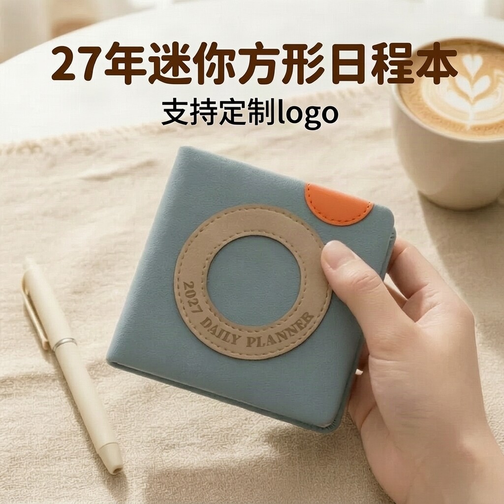 2027年迷你方形日程本新款效率手册每日计划本365天随身便携记事本工作备忘录时间管理打卡口袋本定制logo